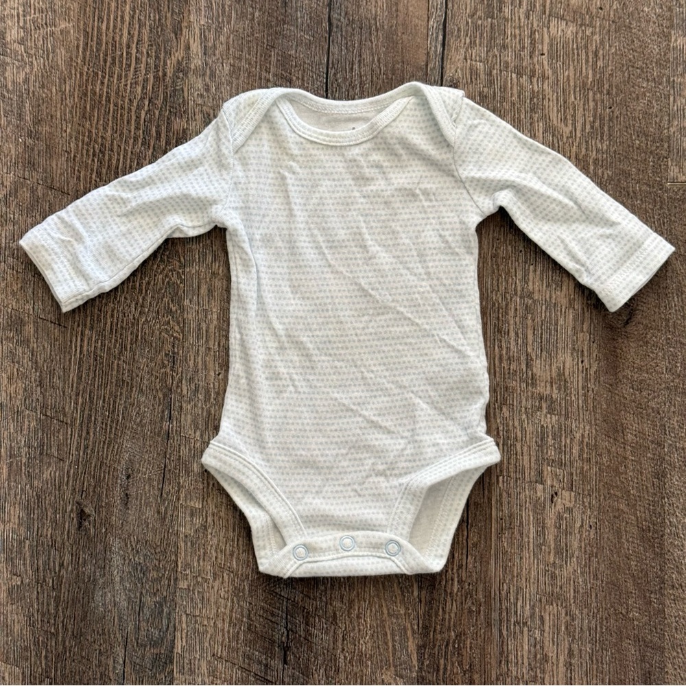 White & Blue Long Sleeve Baby Onesie (Bundle!)